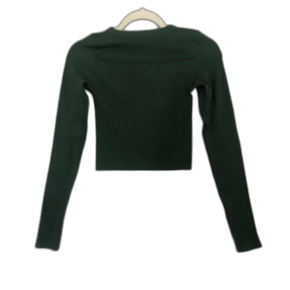 Aritzia Sunday Best Green Bliss Cropped Longsleeve Ribbed Top Sz S Forrest Green - Picture 5 of 7